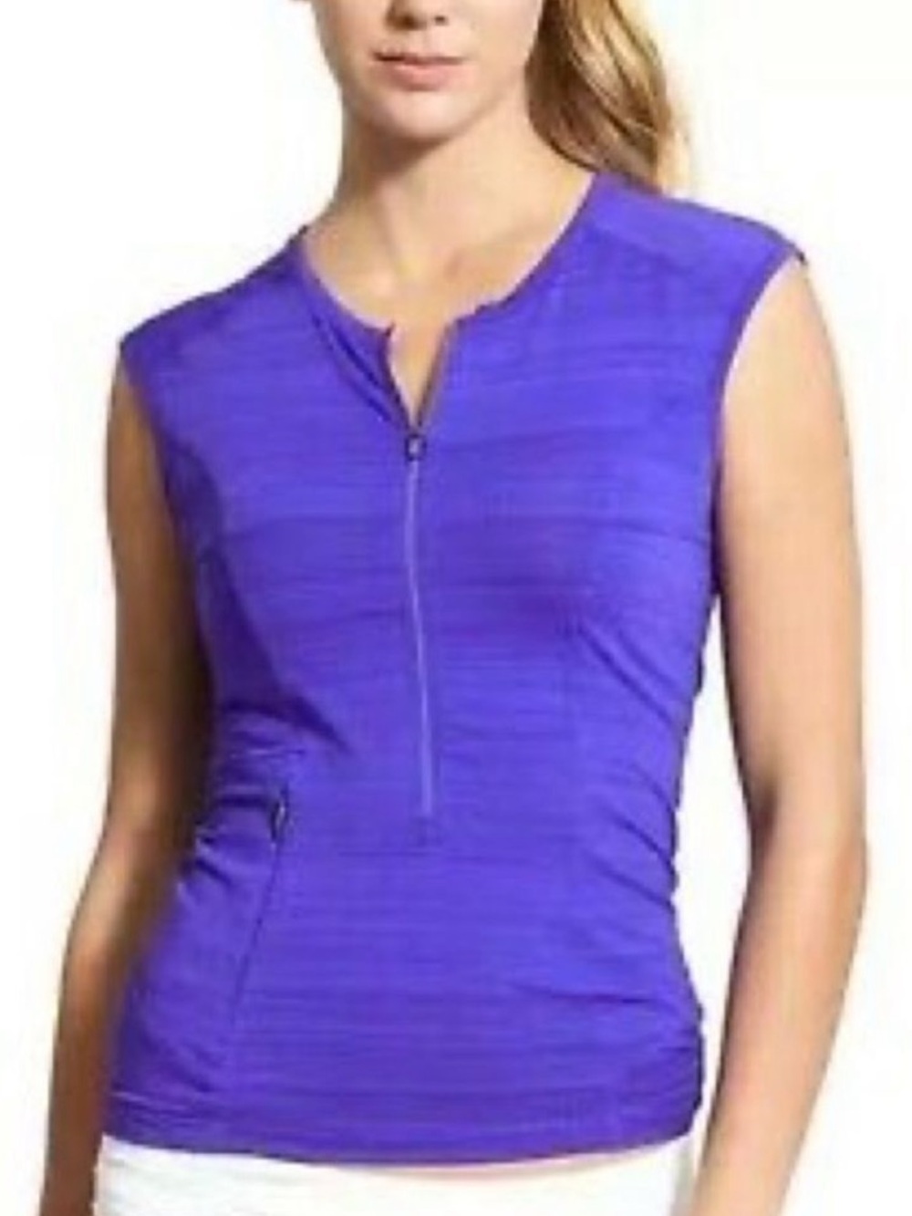 Athleta Pacifica Blue Sleeveless UPF Half-Zip Tank